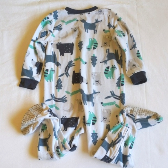 carter's woodland animals fleece zipper footie sleeper pajamas 3T toddler boys - Picture 7 of 7